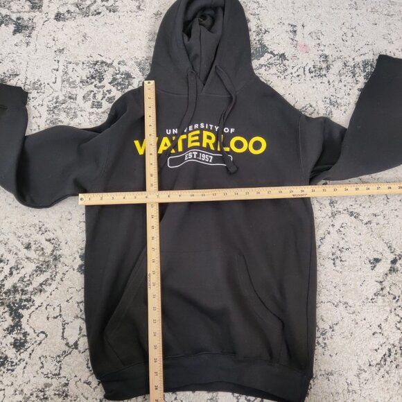 University of Waterloo Hoodie Black Size Large Cotton Casual Gorpcore - Picture 5 of 7